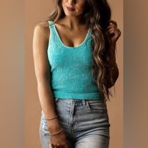 Zenana Outfitters Teal Ribbed Seamless Tank